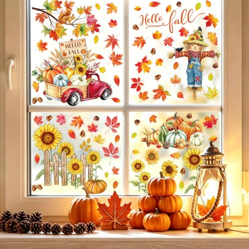 91PCS Fall Window Stickers for Glass Windows - Fall-C