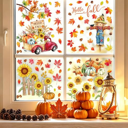 91PCS Fall Window Stickers for Glass Windows - Fall-C