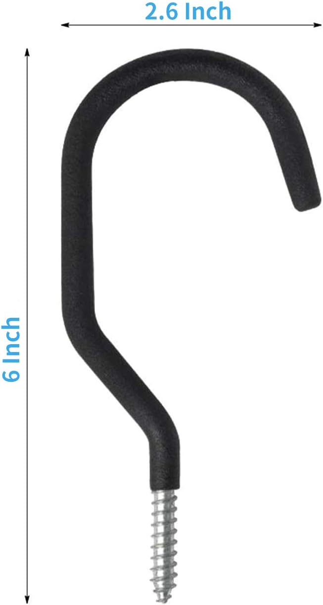 SMARTOLOGY Bike Hanger Storage Hooks - 8 Pack Heavy-Duty Rubber Coated Ceiling Racks | Black