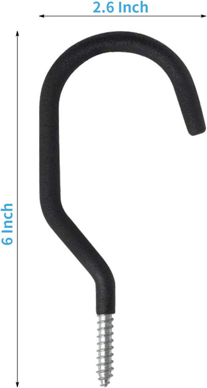 SMARTOLOGY Bike Hanger Storage Hooks - 8 Pack Heavy-Duty Rubber Coated Ceiling Racks | Black