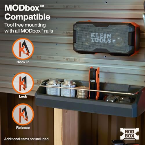 Modular Wall Shelf for Garage Storage - Narrow Shelf with Steel Rod, Compatible with MODbox Panel System