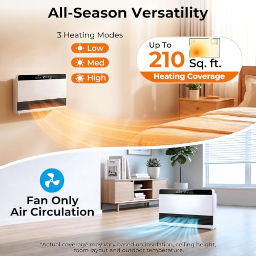 18.9-Inch Wall-Mounted & Freestanding Electric Space Heater for Indoor Use