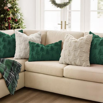 MIULEE Christmas Pillow Covers 12x20 Dark Green Set of 2 - Holiday Decor