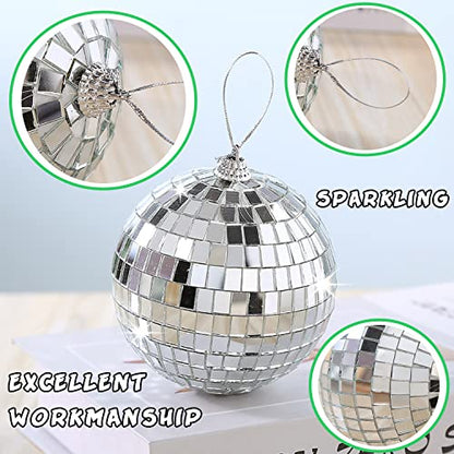 30 Pcs 2 Inch Silver Mirror Disco Balls Hanging Decorations for Parties and Christmas