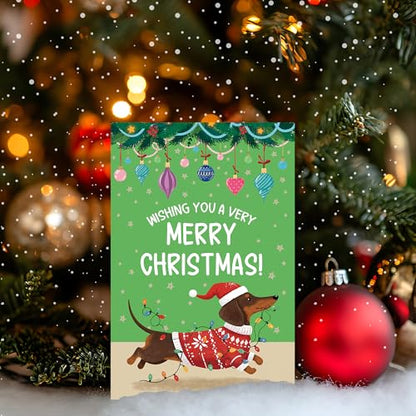 Funny Dachshund Christmas Card - Holiday Card for Dog Lovers - Cute Xmas Card for Men Women - Variation 03