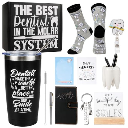 Dentist Gifts Set for Men with Tumbler Socks Pen Holder Notepad Keychain