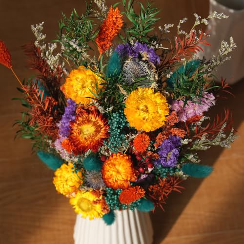 Umero 17-Inch Dried Wildflower Bouquet - Boho Mix, Mixed Colors