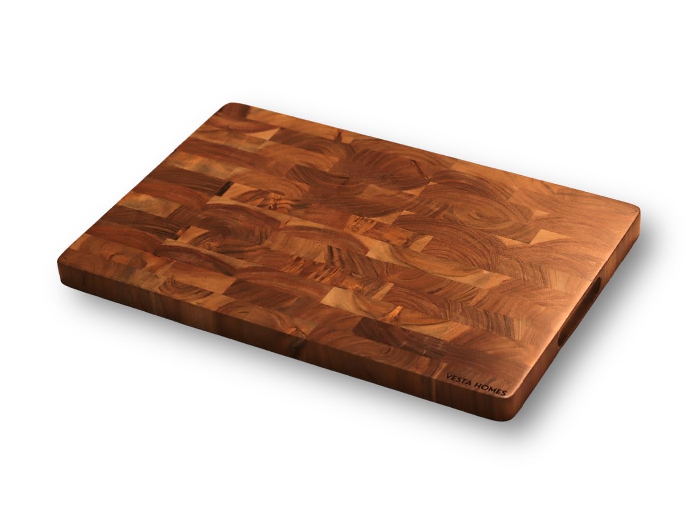 Vesta Homes Large Wooden End Grain Cutting Board | 18 * 12 Inches | Chopping, Serving Board/Block for Kitchen Vegetables, Fruits, Cheese and Charcuterie | Natural Acacia Wood | Handcrafted