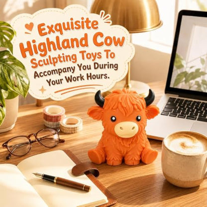 Giant Highland Cow Squishy Toy - Stress Relief Fidget Animal Model, 6 Inch