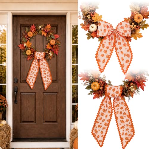 Autumn Wreath Sash Set for Front Door - Fall Decor, 2-Pack