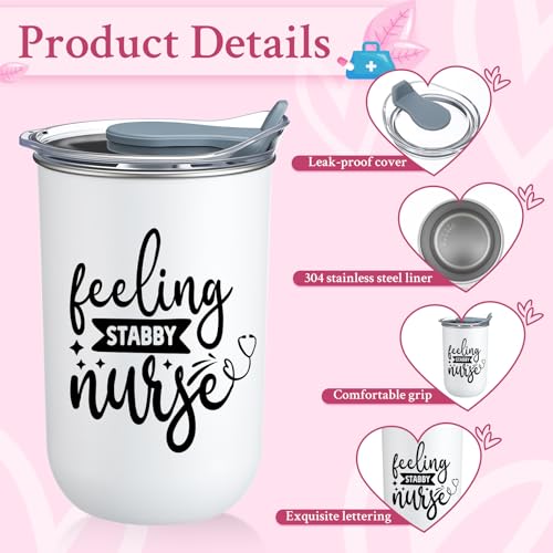 Blessed Nurse Coffee Mug Set - 10 oz Nurse Gifts with Lids, Soft Colors