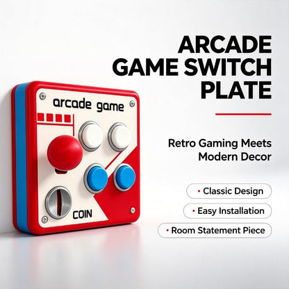 PulseForge Retro Arcade Game Light Switch Cover with Joystick & Colorful Buttons - 1 Pcs