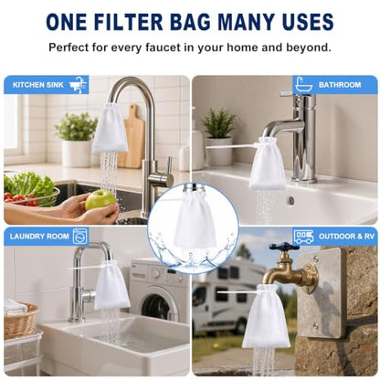 8 Pack Faucet Filter Cotton Bags - Universal Kitchen Sink Water Filter