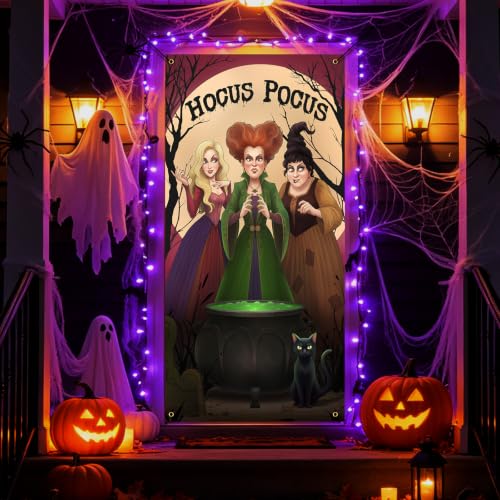 Halloween Door Cover Hocus Pocus Decorations for Party & Porch