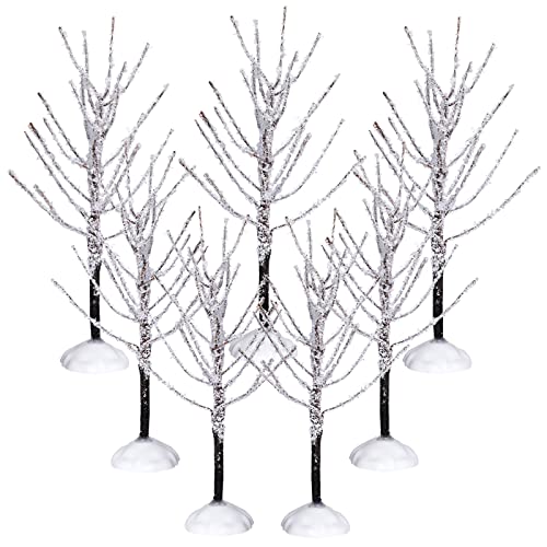 Mini Christmas Village Decor Trees Snow Covered Set - 7 Pieces, Var of THIS listing