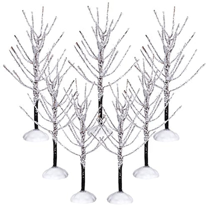 Mini Christmas Village Decor Trees Snow Covered Set - 7 Pieces, Var of THIS listing