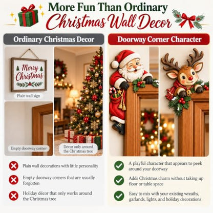 Christmas Peekaboo Door Frame Corner Decor Snow - Holiday Wall Art