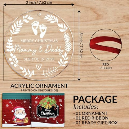 Baby Coming Mom & Dad Christmas Ornament - Expecting Baby Gift - Variation of Baby Coming - Mom & Dad