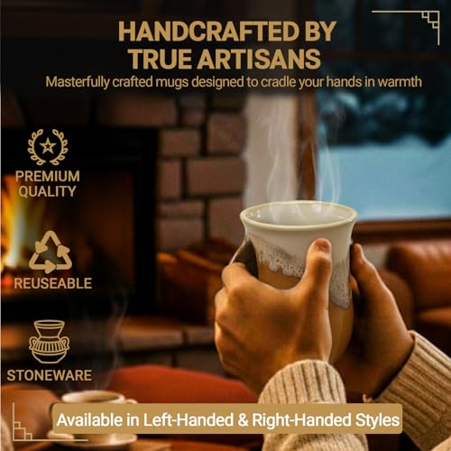 Left Hand Clay in Motion Hand Warmer Coffee Mug 14 Oz Desert Sand