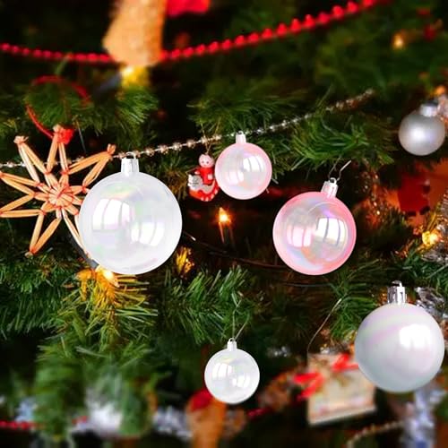 Pink Christmas Iridescent Ornaments Balls - 1.97 Inch, Set of 12