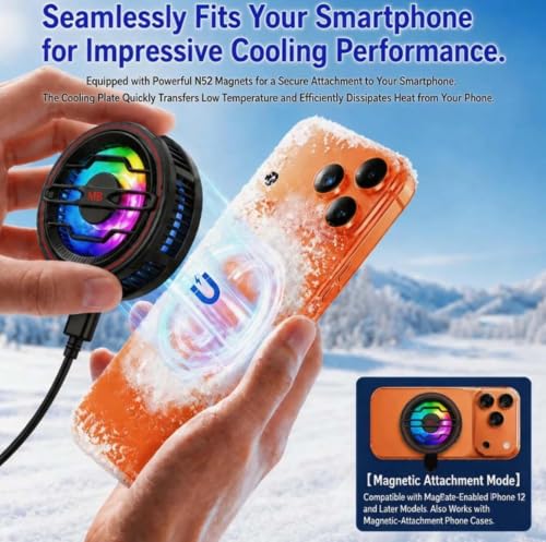 Portable Magnetic Phone Cooler Fan with High Power Adapter for Smartphones