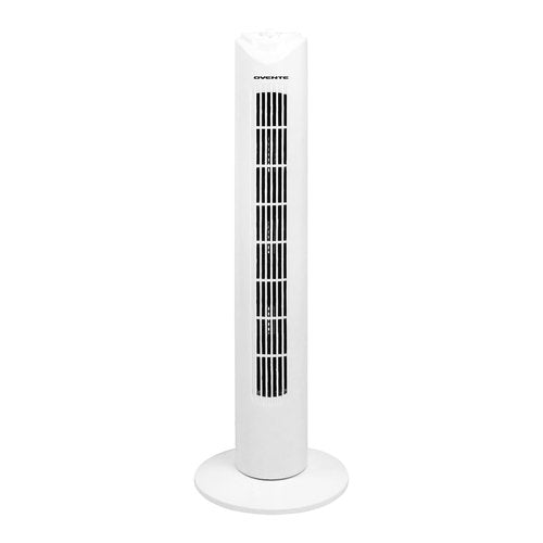 OVENTE 32" Tower Fan for Bedroom, Portable Stand Fan with 90° Oscillation, Adjustable Speed, Compact and Slim Manual Bladeless Indoor Fan Ideal for Cooling Home with Kids or Office, White TFO3SW