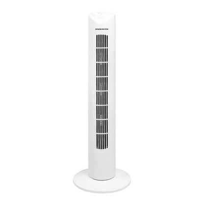 OVENTE 32" Tower Fan for Bedroom, Portable Stand Fan with 90° Oscillation, Adjustable Speed, Compact and Slim Manual Bladeless Indoor Fan Ideal for Cooling Home with Kids or Office, White TFO3SW