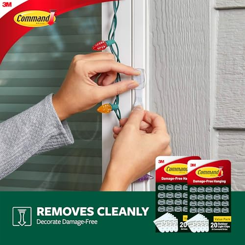 Outdoor Light Clips Clear 40 Pack Weather-Resistant Damage-Free Hanging