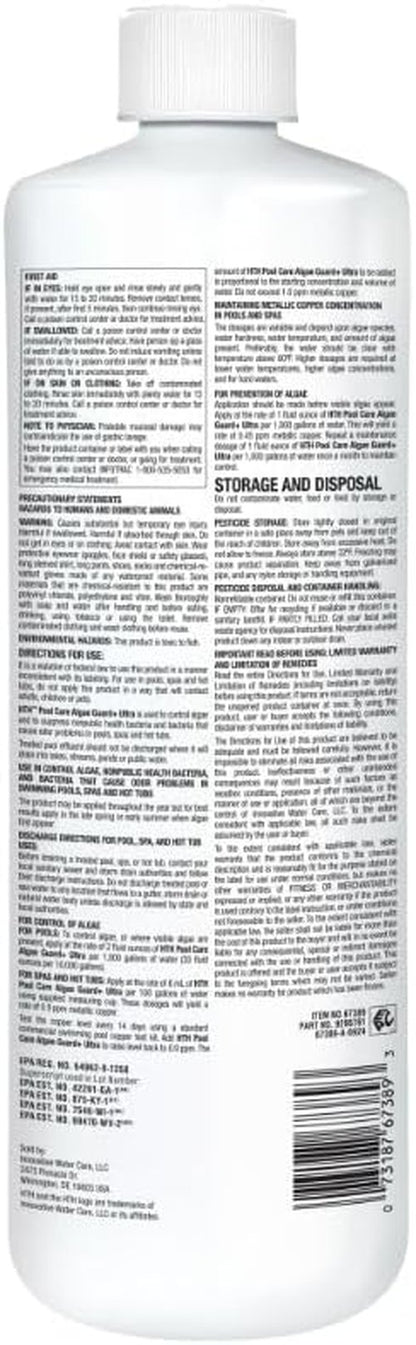 HTH 67244 Algae Guard Ultra - Fast-Acting Formula Eliminates Green, Black & Mustard Algae | 32oz