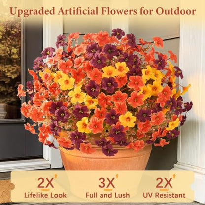 24PCS Artificial Fall Mums Flowers for Outdoor & Indoor Decoration