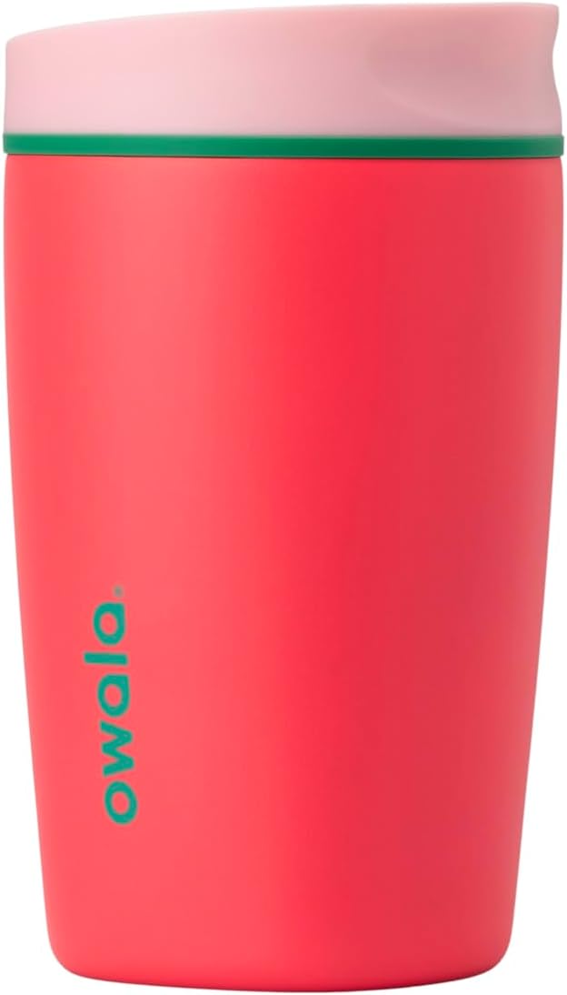 Owala SmoothSip Coffee Tumbler - Insulated Stainless Steel, Reusable 12 oz, BPA Free | Pink/Red