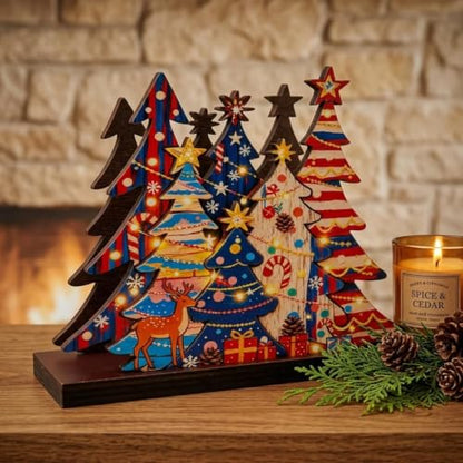 Christmas Tree Napkin Holder Wooden Farmhouse 6.3 Inch Holiday Decor