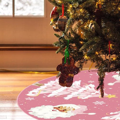 Pink Christmas Tree Skirt 48 Inch Festive Holiday Decor for Indoor & Outdoor Use