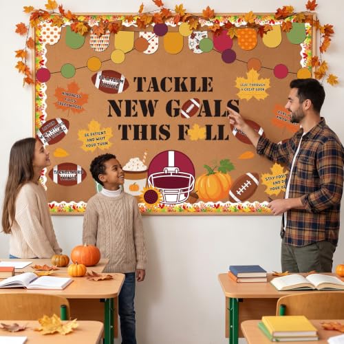 Football Classroom Bulletin Board Decor - Tackle New Goals Fall Theme