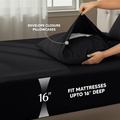 Utopia Bedding Twin Sheet Set - Soft Microfiber Bed Sheets for Twin Size Bed | 3-Piece Set in Black
