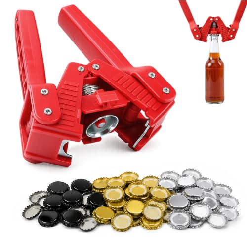 Manual Bottle Capper Tool for Homebrewing with 150 Crown Caps
