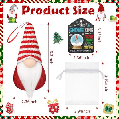 25 Pack Christmas Gnome Ornaments Gift Set with Greeting Cards & Bags - Festive Holiday Decor