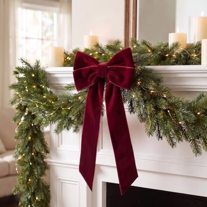16 Pcs Velvet Christmas Tree Bows Set - Holiday Decorations & Wreath Accents