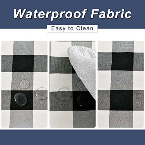 Black and White Buffalo Plaid Table Runner 48x14 Inches - Waterproof Polyester