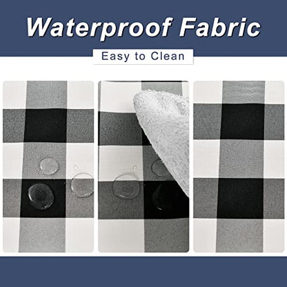 Black and White Buffalo Plaid Table Runner 48x14 Inches - Waterproof Polyester