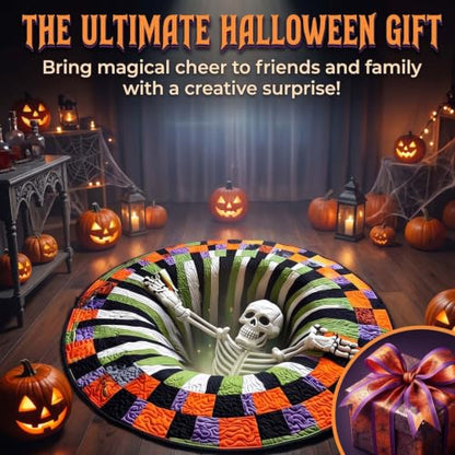 55 Inch 3D Halloween Rug with Depth Illusion Non-Slip Floor Mat for Home Party Decor