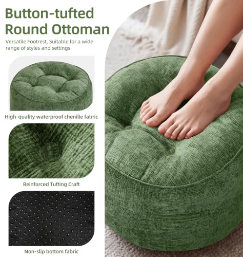 Oversized Round Ottoman Footrest for Couch and Desk - 24 Inch Diameter