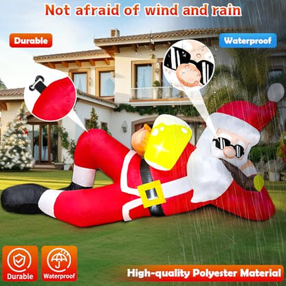 6FT Inflatable Santa Claus with LED Lights Outdoor Christmas Yard Decoration