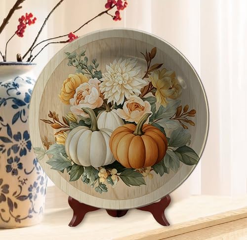 Fall Pumpkin Wall Decorative Plates - Sunflower Harvest 10 Inch PE--14