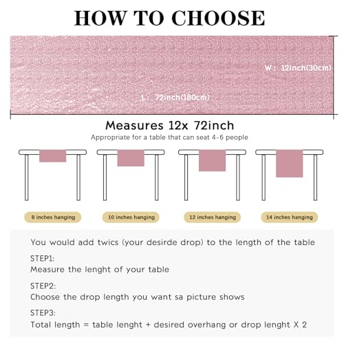 Rose Pink Sequin Table Runner Pack of 10 - 12 x 72 Inches for Parties & Events