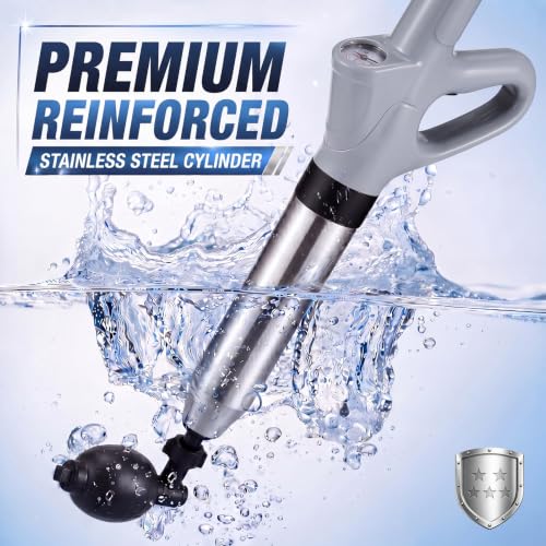 High Pressure Toilet Plunger with Pressure Gauge - Drain Clog Remover