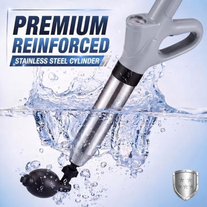 High Pressure Toilet Plunger with Pressure Gauge - Drain Clog Remover