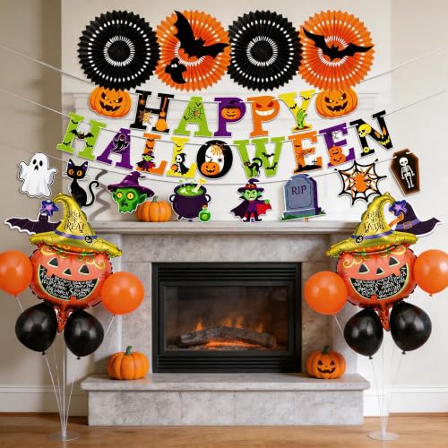 Halloween Party Decorations Set with Balloons & Banners - 23 Pieces