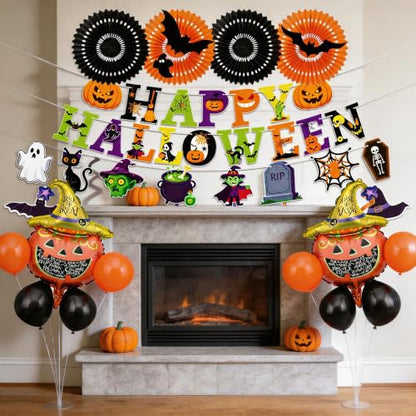 Halloween Party Decorations Set with Balloons & Banners - 23 Pieces