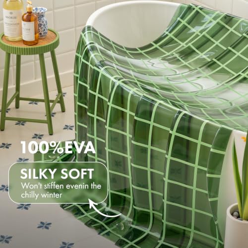Heavy Duty Clear Shower Curtain Liner with Grid Pattern, 72x72 Inches, Green - Pack of 1